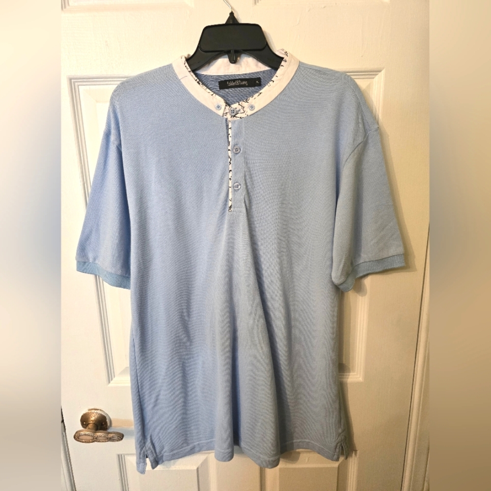 Folded & Hung Men's Light Blue Short Sleeve Shirt Size Xl